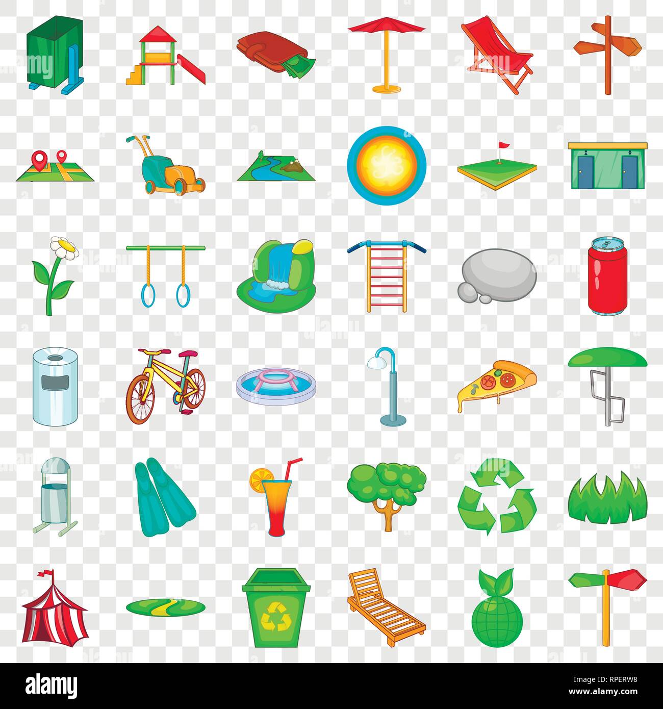 Green park icons set, cartoon style Stock Vector Image & Art - Alamy