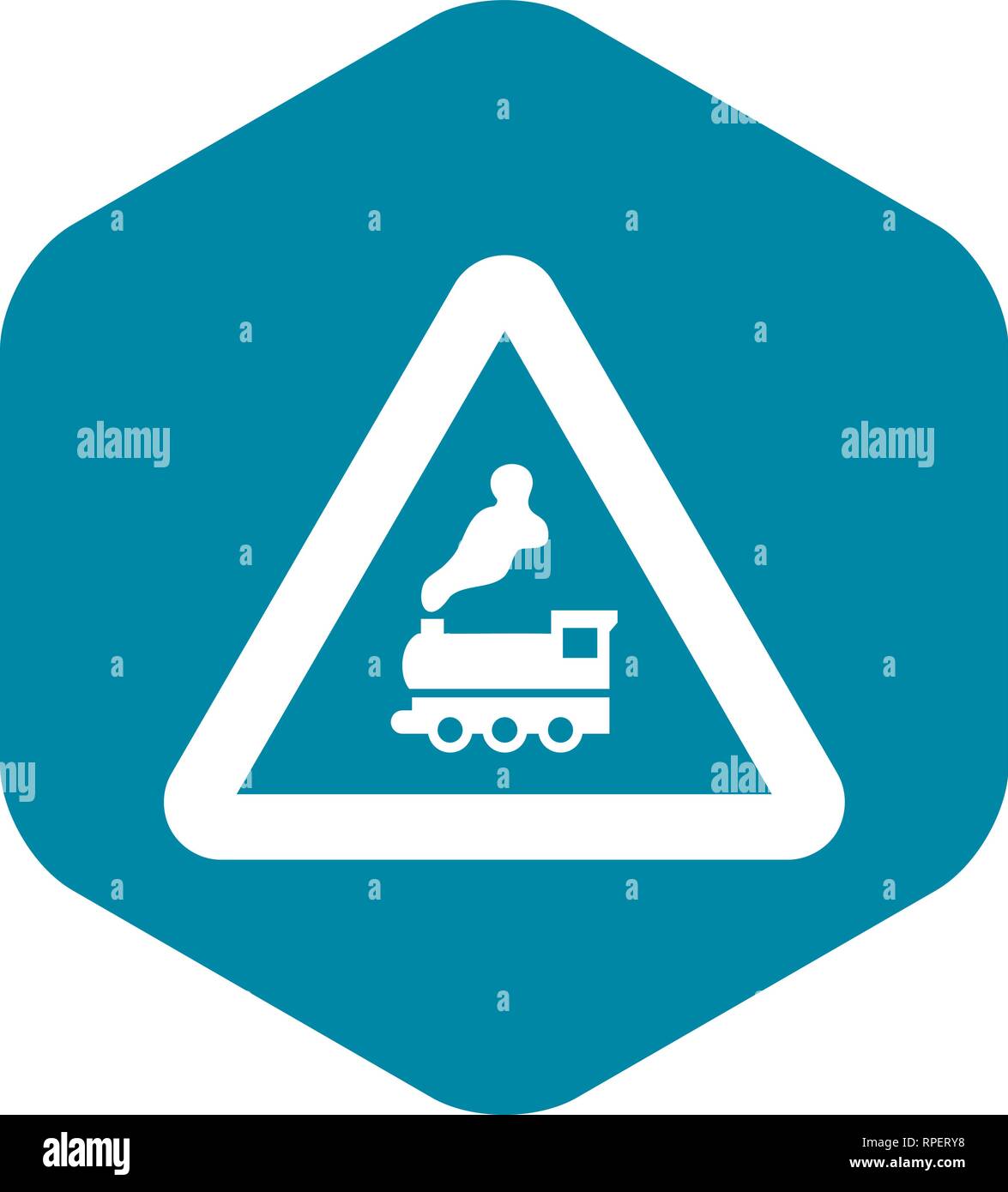Warning sign railway crossing without barrier icon Stock Vector