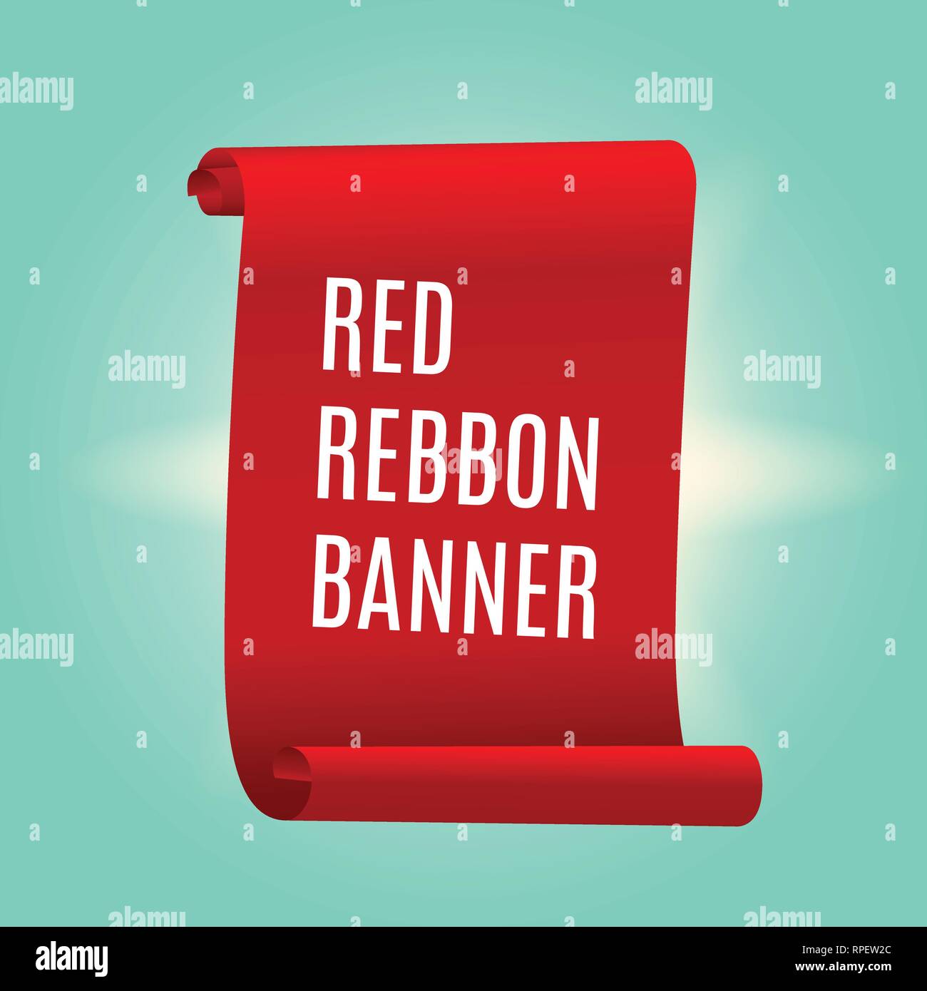 red web ribbon wide vertical banner. Vector illustration for design Stock Vector