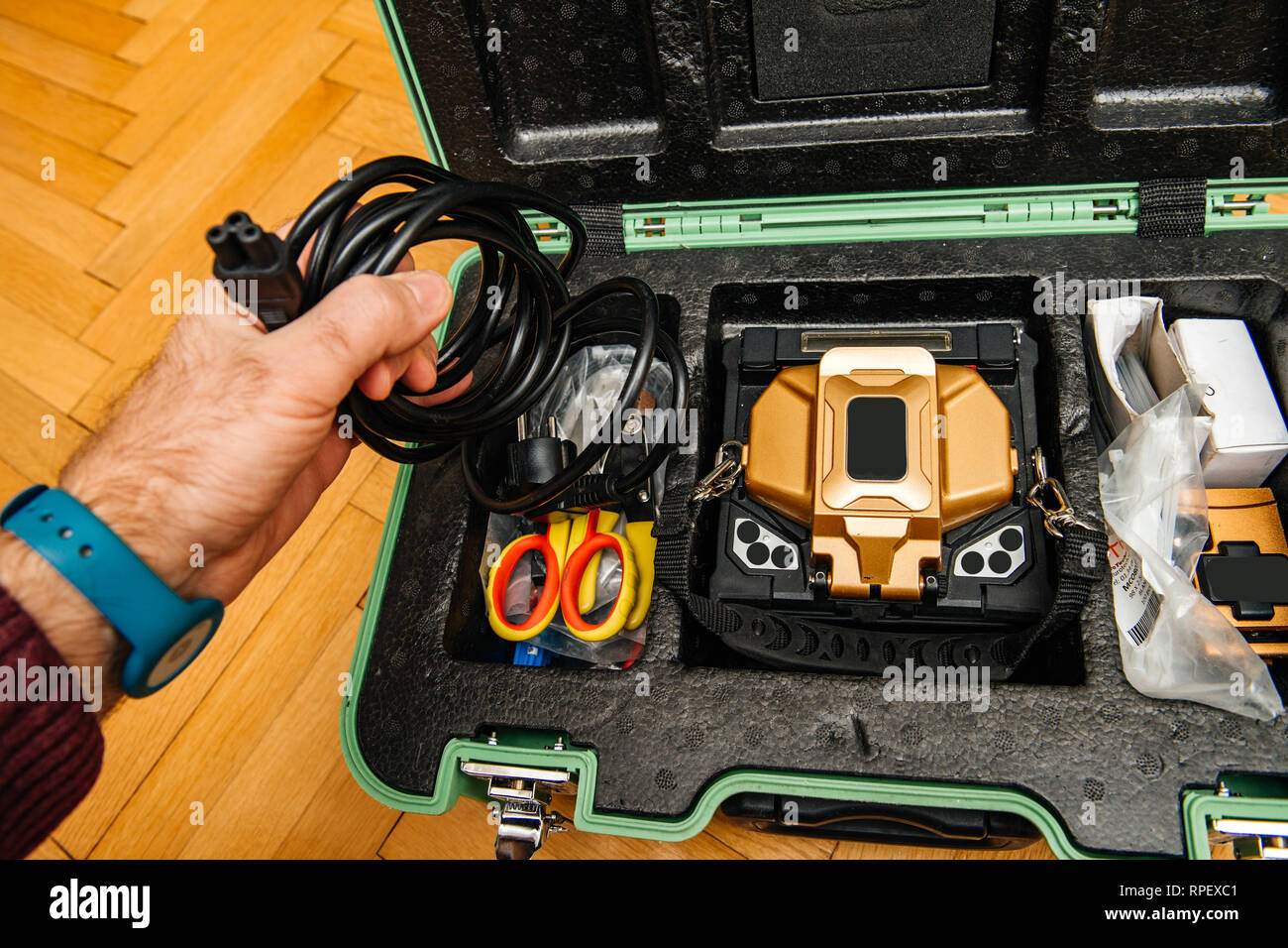 Technician preparing to use the modern innovative and powerful