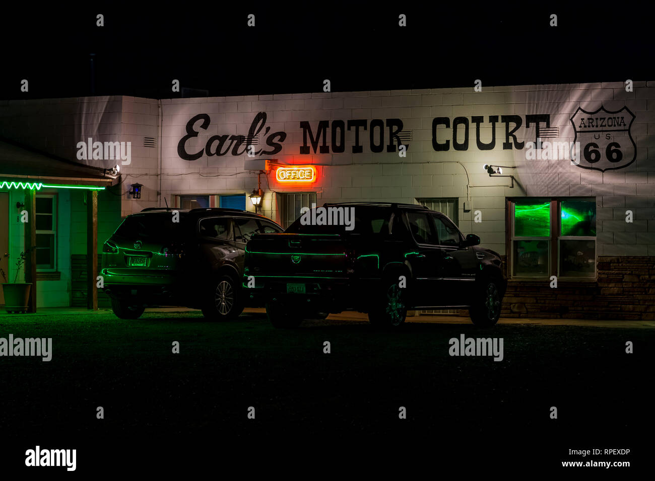 Night at Earl #39 s Route 66 Motor Courst along Historic Route 66 in Night at Earl #39 s Route 66 Motor Courst along Historic Route 66 in