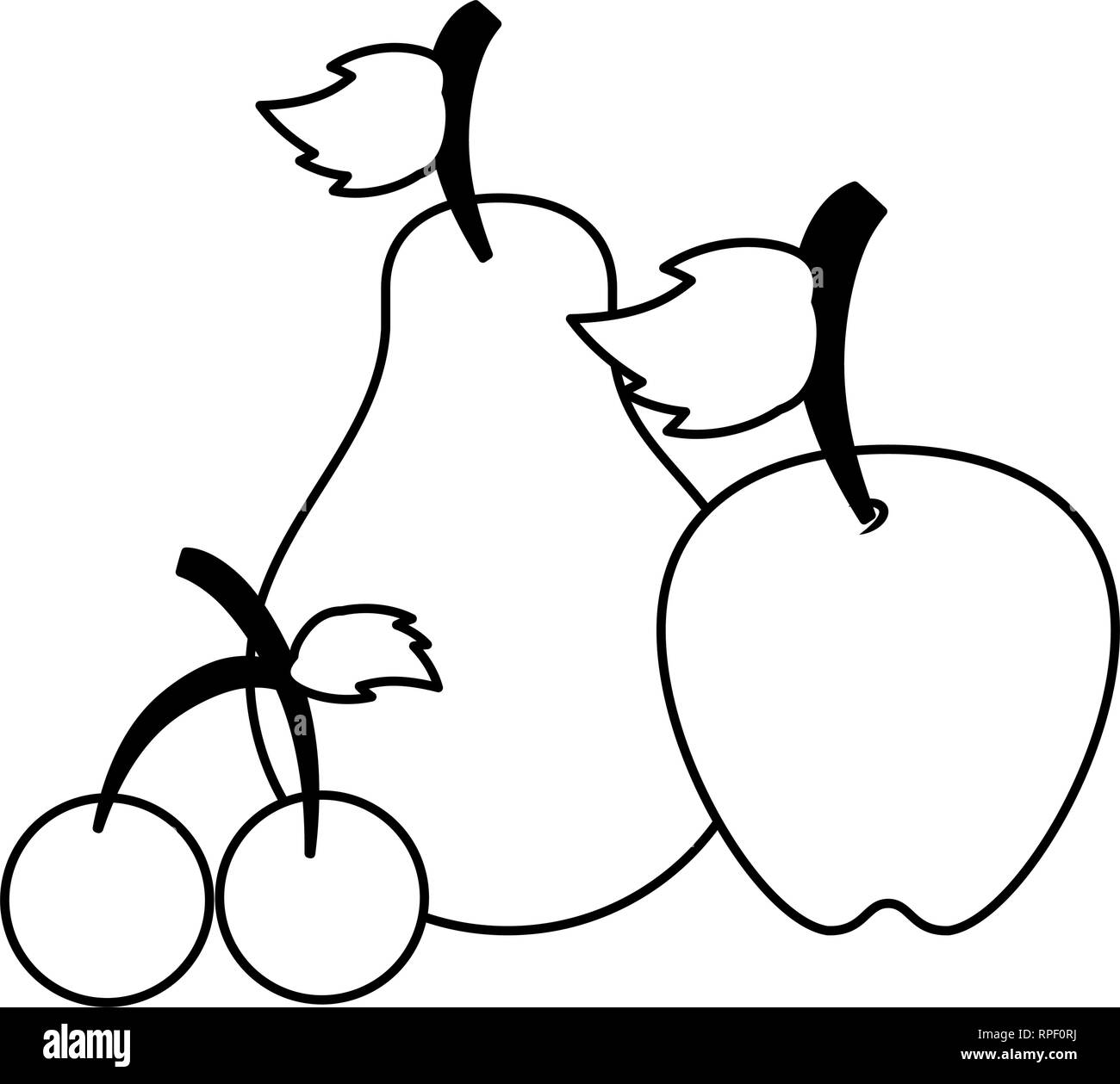 Fruits healthy food black and white Stock Vector Image & Art - Alamy