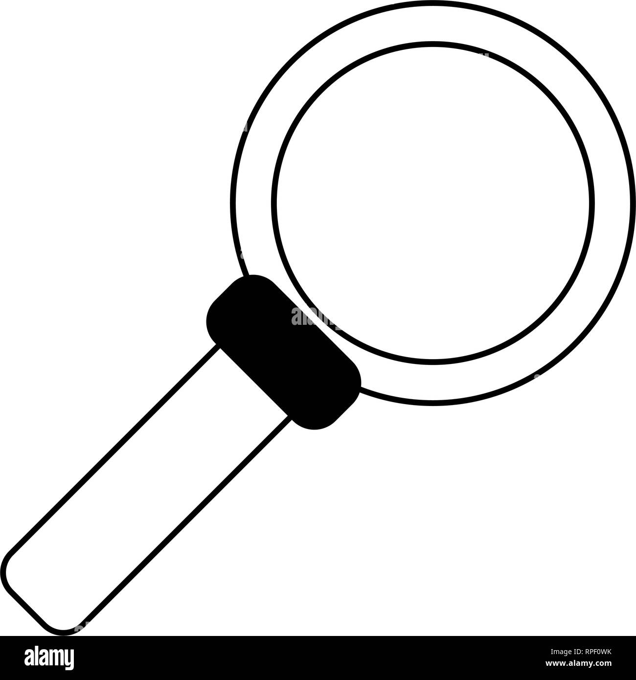 magnifying glass symbol isolated black and white Stock Vector Image