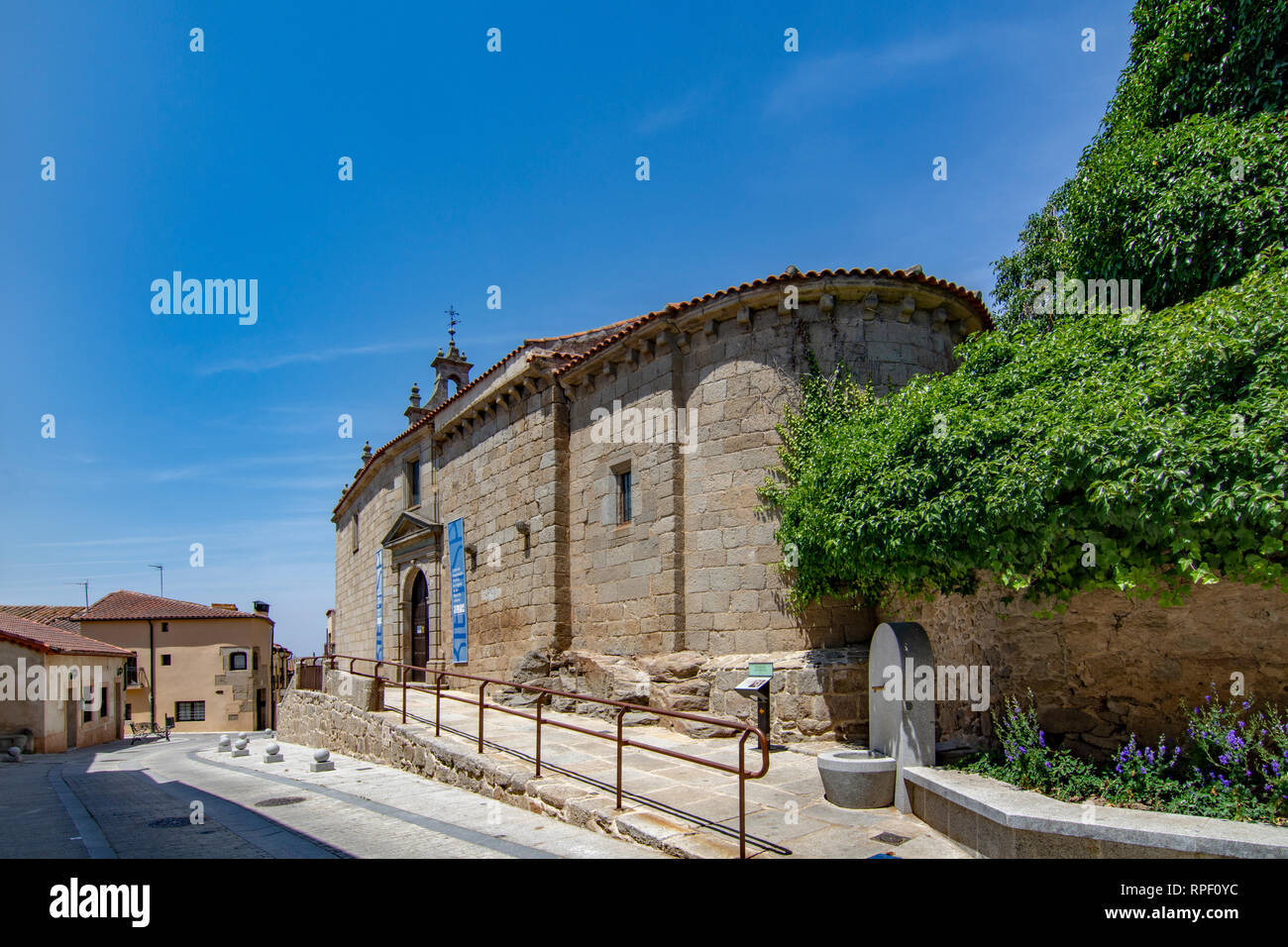 Ledesma, Salamanca, Spain; June 2017: view of the church of San Miguel in the historic centre of the medieval town of Ledesma. Stock Photo