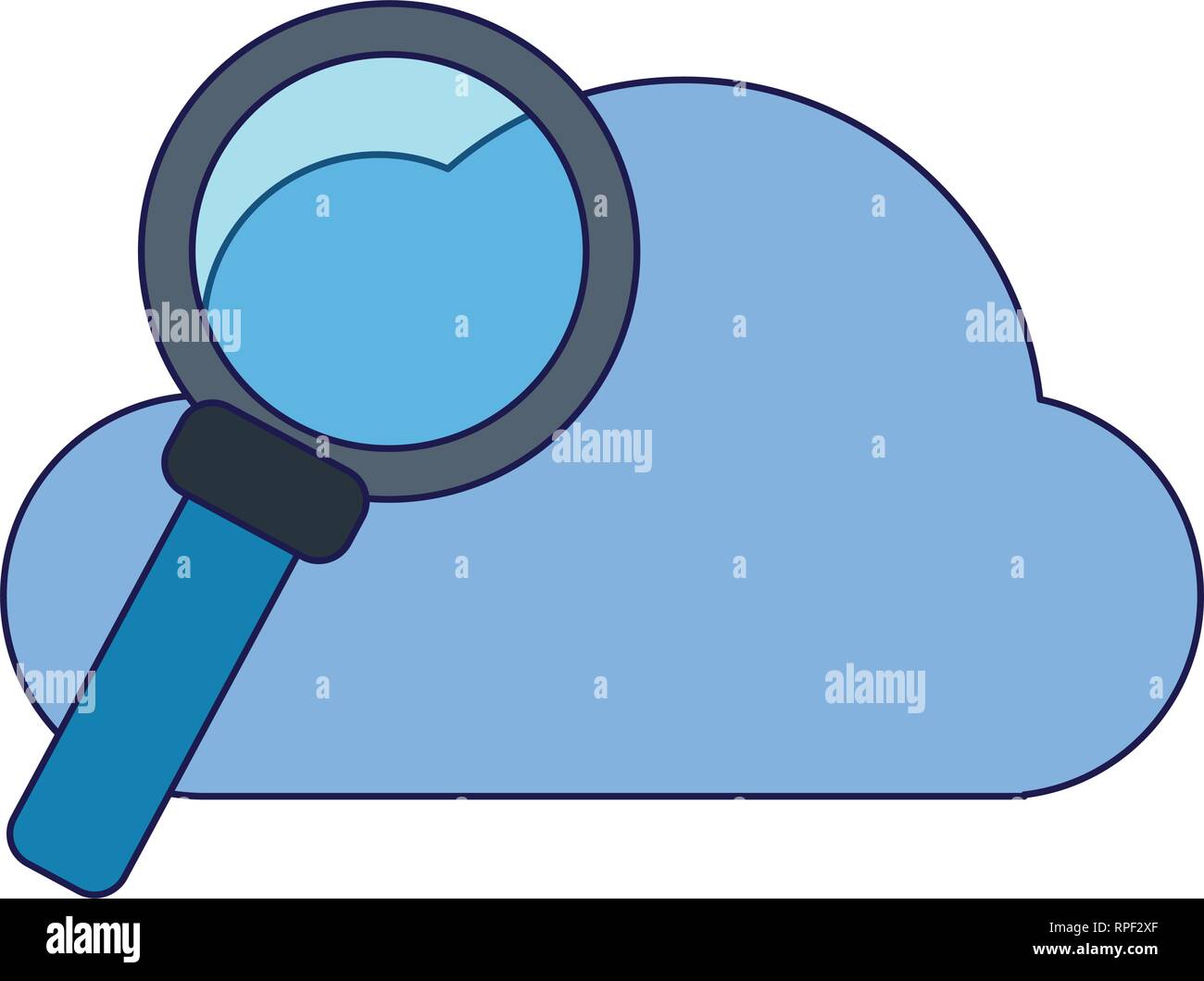 cloud computing and magnifying glass blue lines Stock Vector Image ...
