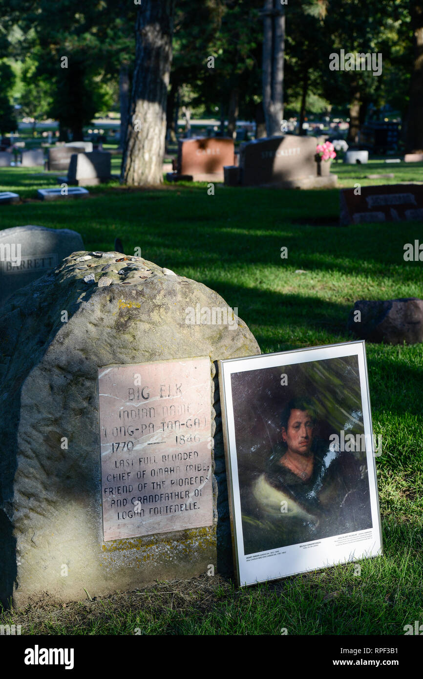 USA, Nebraska, Omaha, Fontanelle cemetery, Omaha Indians, image and
