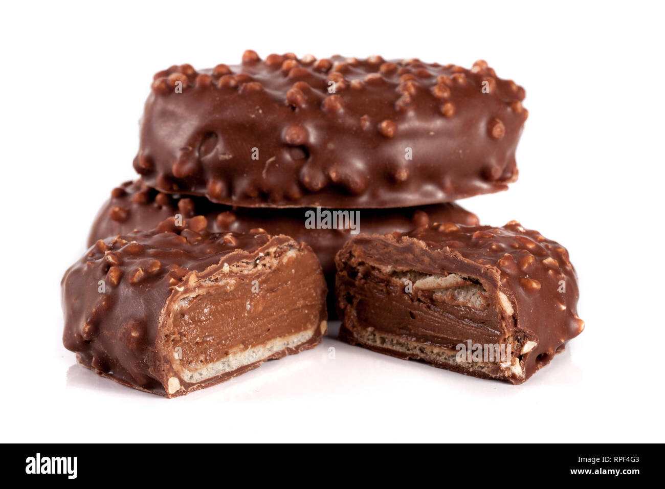 chocolate candy with cream filling isolated on white background Stock