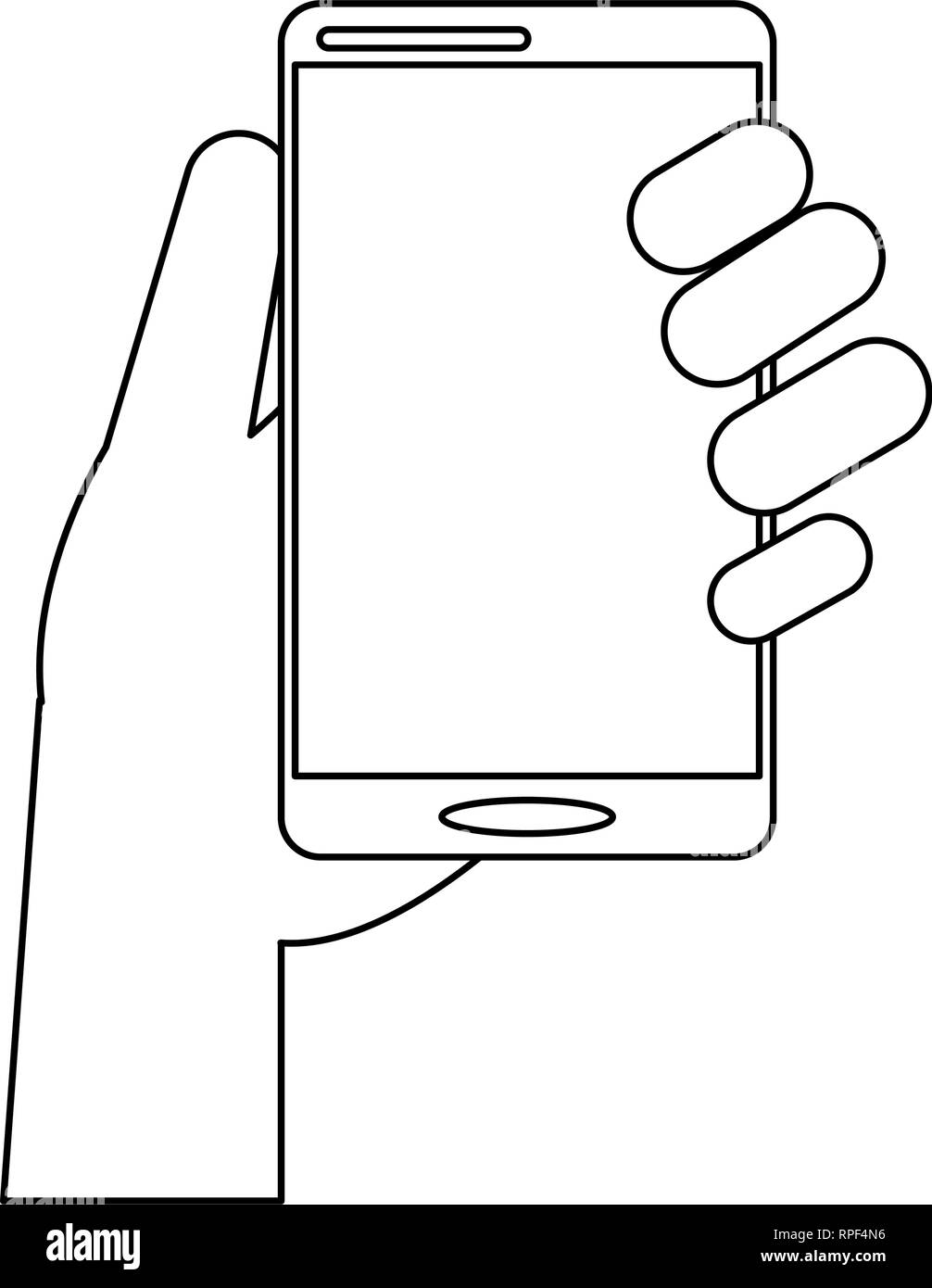 hand holding smartphone black and white Stock Vector Image & Art - Alamy