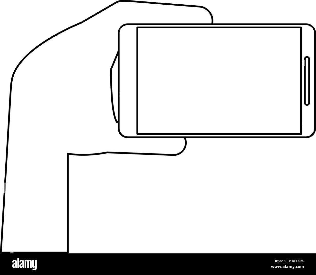 hand holding smartphone black and white Stock Vector Image & Art - Alamy
