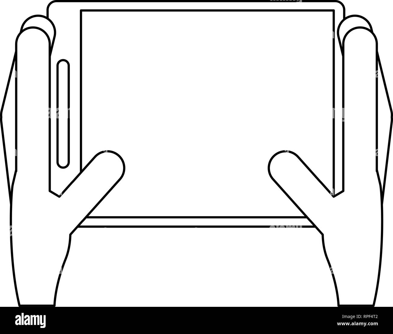 hands holding smartphone black and white Stock Vector Image & Art - Alamy
