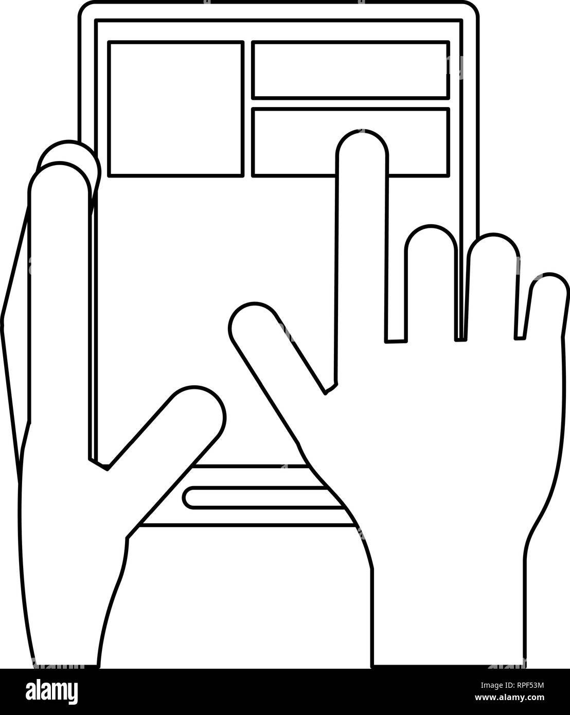 hands holding smartphone black and white Stock Vector Image & Art - Alamy