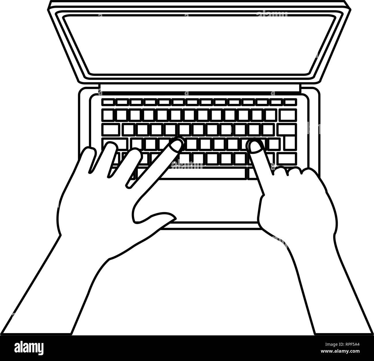 hands using laptop computer black and white Stock Vector Image & Art