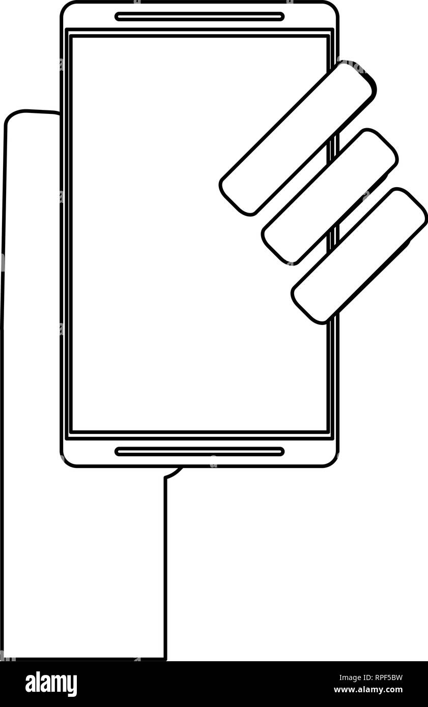 hand holding smartphone black and white Stock Vector Image & Art - Alamy