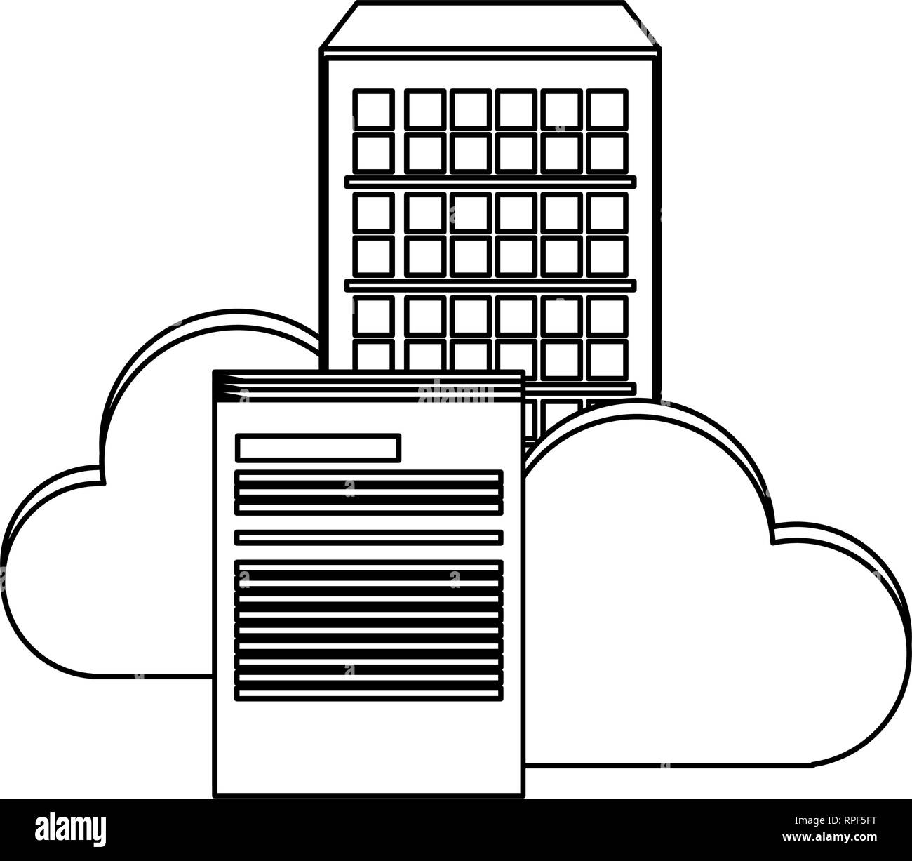 database server and cloud computing symbol black and white Stock Vector ...