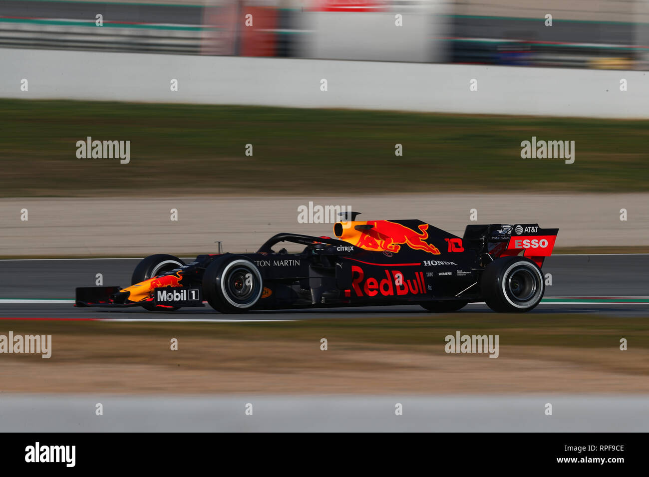 Montmelo, Spain. 21st Feb, 2019. Pierre Gasly of France driving the (10) Aston Martin RedBull Racing RB15 on track during day four of F1 Winter Testing Credit: Marco Canoniero/Alamy Live News Stock Photo