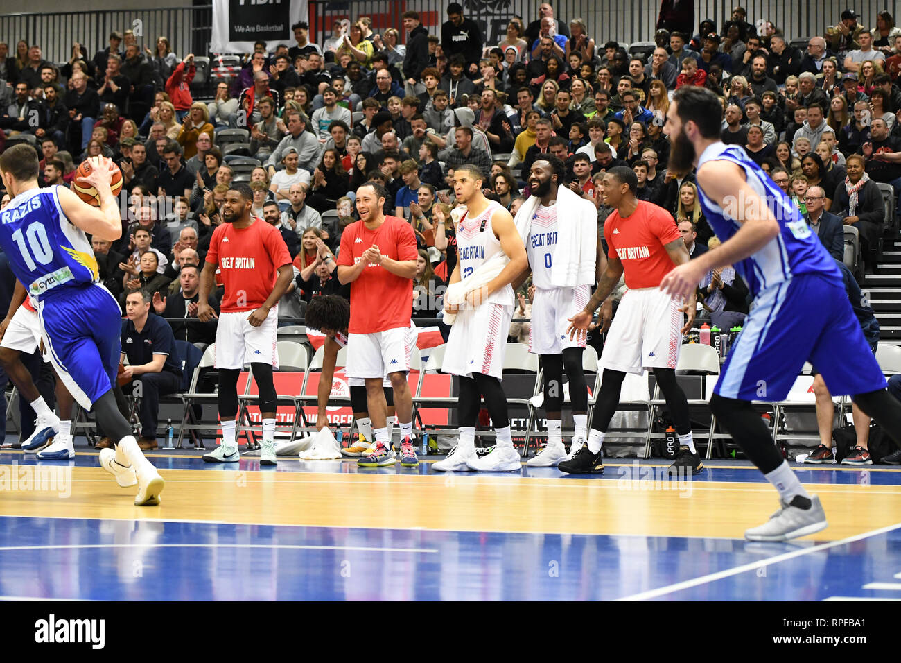 Manchester, UK. 21st Feb, 2019. Team GB Men's Basketball team beat Cyprus  84-47 at the National Basketball Performance Centre, Manchester, UK.  Credit: JS Sport Photography/Alamy Live News Stock Photo - Alamy