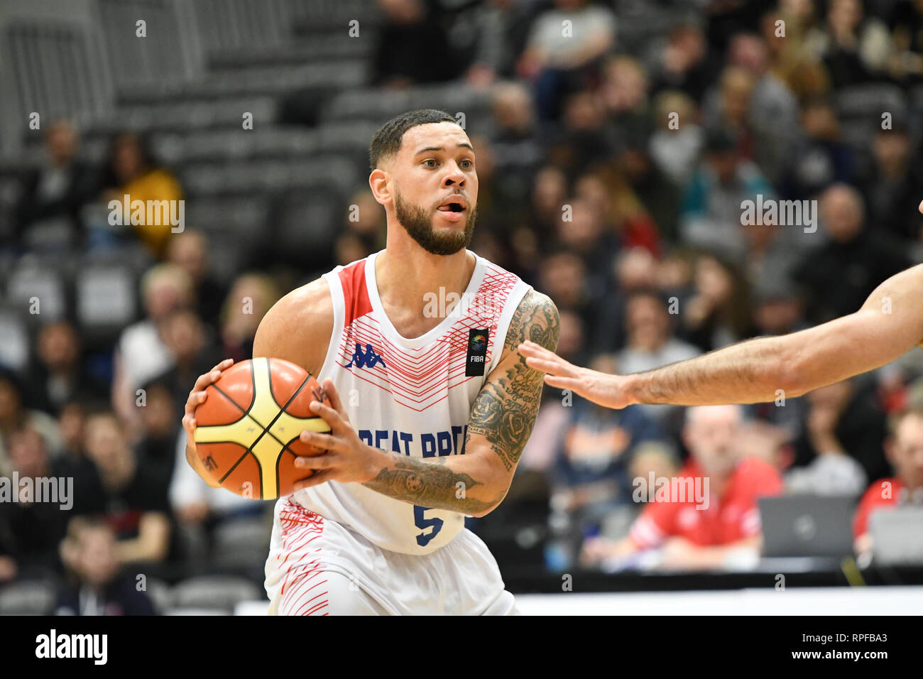 Manchester, UK. 21st Feb, 2019. Team GB Men's Basketball team beat Cyprus  84-47 at the National Basketball Performance Centre, Manchester, UK.  Credit: JS Sport Photography/Alamy Live News Stock Photo - Alamy