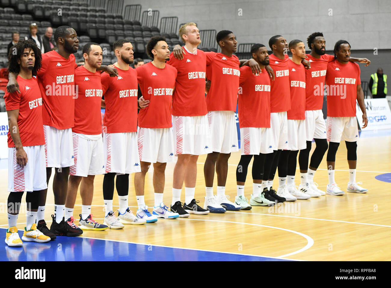 Manchester, UK. 21st Feb, 2019. Team GB Men’s Basketball team beat Cyprus 84-47 at the National Basketball Performance Centre, Manchester, UK. Credit: JS Sport Photography/Alamy Live News Stock Photo