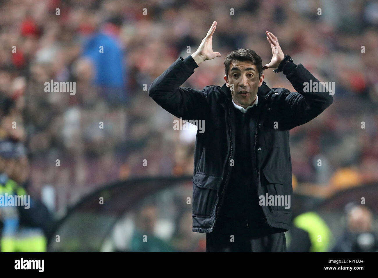 Coach Bruno Lage of SL Benfica in action during the Europa League 2018/2019 footballl match between SL Benfica vs Galatasaray AS.  (Final score: SL Benfica 0 - 0 Galatasaray AS) Stock Photo