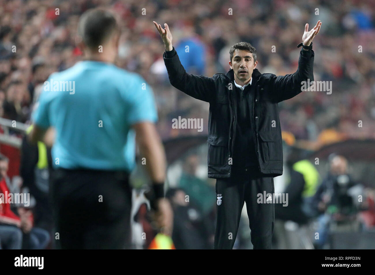 Coach Bruno Lage of SL Benfica in action during the Europa League 2018/2019 footballl match between SL Benfica vs Galatasaray AS.  (Final score: SL Benfica 0 - 0 Galatasaray AS) Stock Photo