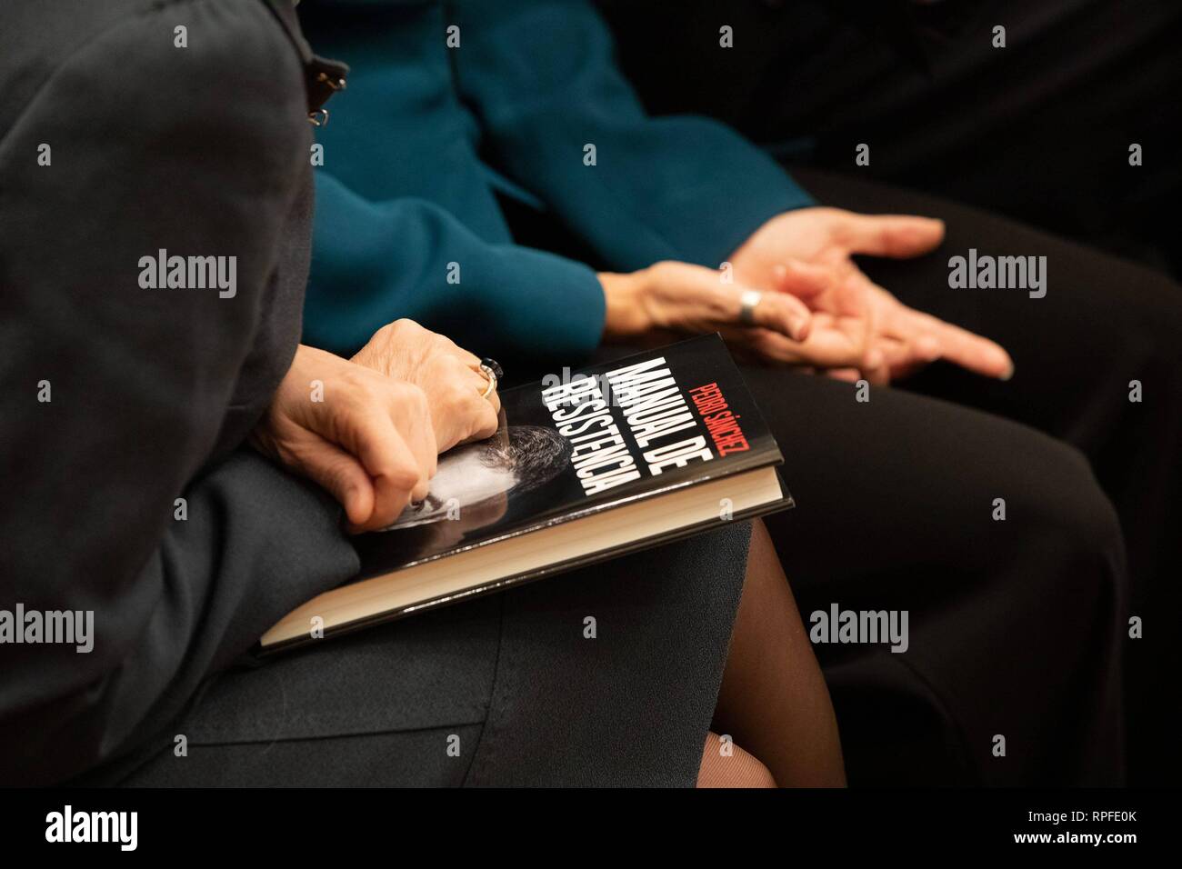 The President of the Government, Pedro SÃ¡nchez, this afternoon presented his book Manual of Resistance (PenÃnsula Editorial) at the Intercontinental Hotel in Madrid, in a debate moderated by television presenters Mercedes MilÃ¡ and JesÃºs Calleja.  Cordon Press Stock Photo