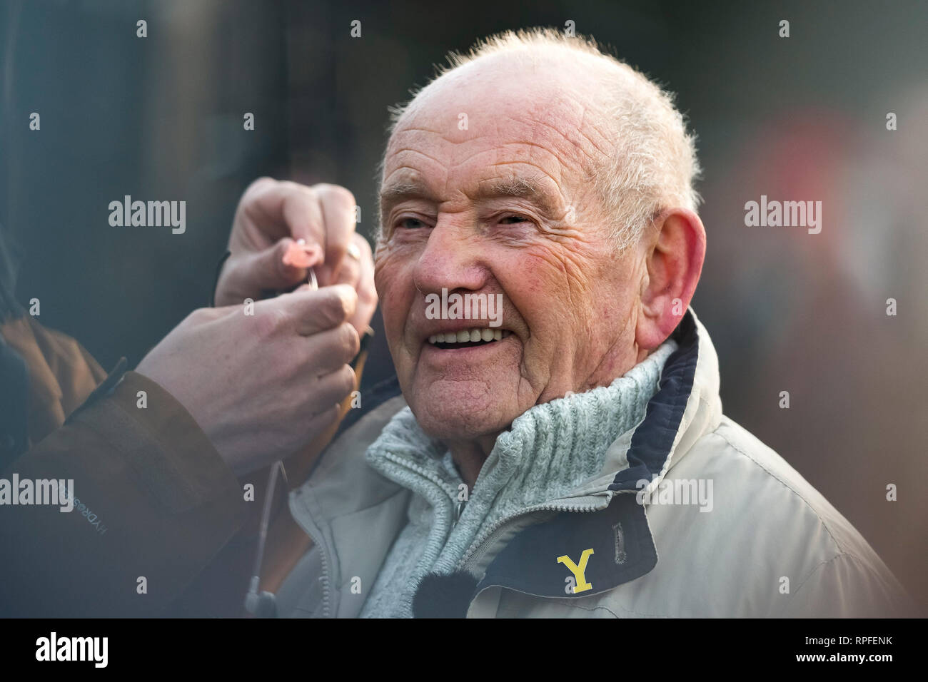 Sheffield, South Yorkshire, UK. 22nd Feb, 2019. Tony Foulds attends the Mi Amigo flypast at Endcliffe Park, Sheffield, South Yorkshire, UK. 22nd February 2019. Photograph by Richard Holmes. Credit: Richard Holmes/Alamy Live News Stock Photo