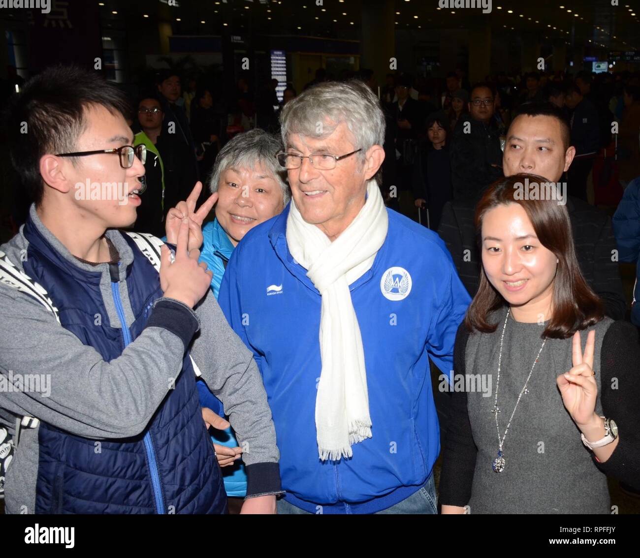 Shanghai, Shanghai, China. 22nd Feb, 2019. Shanghai, CHINA-Bora Milutinovic, the former coach of Chinese national menÃ¢â‚¬â„¢s football team, is spotted at the Pudong International Airport in Shanghai, China. Credit: SIPA Asia/ZUMA Wire/Alamy Live News Stock Photo