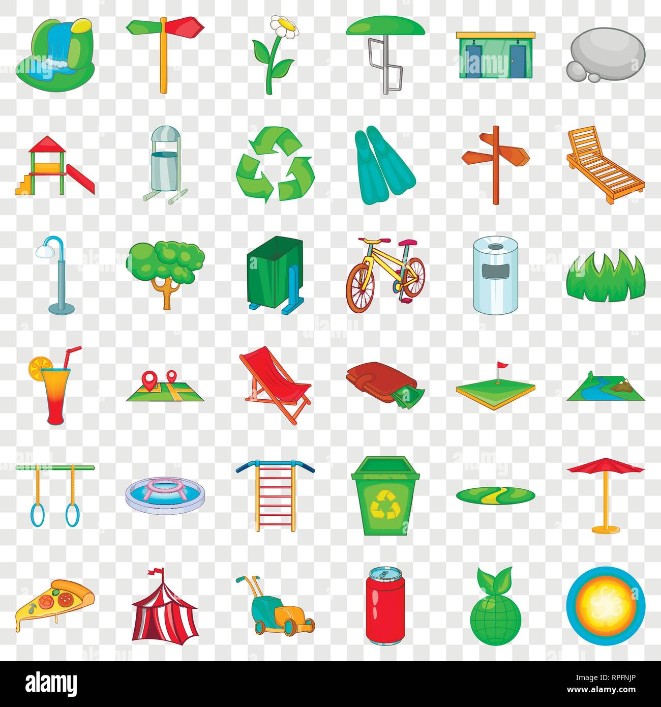 City park icons set, cartoon style Stock Vector Image & Art - Alamy