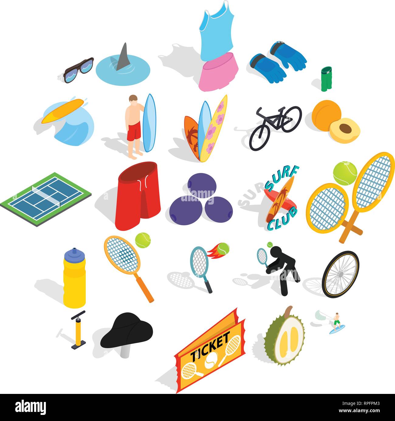 Sport style icons set, isometric style Stock Vector