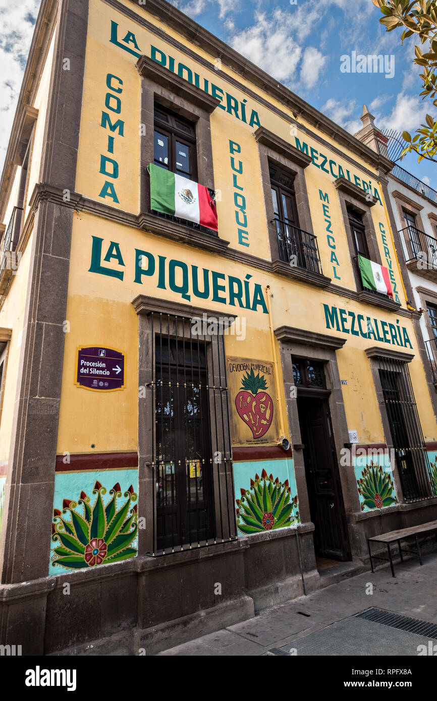 La Piqueria Mezcaleria in the state capital of San Luis Potosi, Mexico. Stock Photo