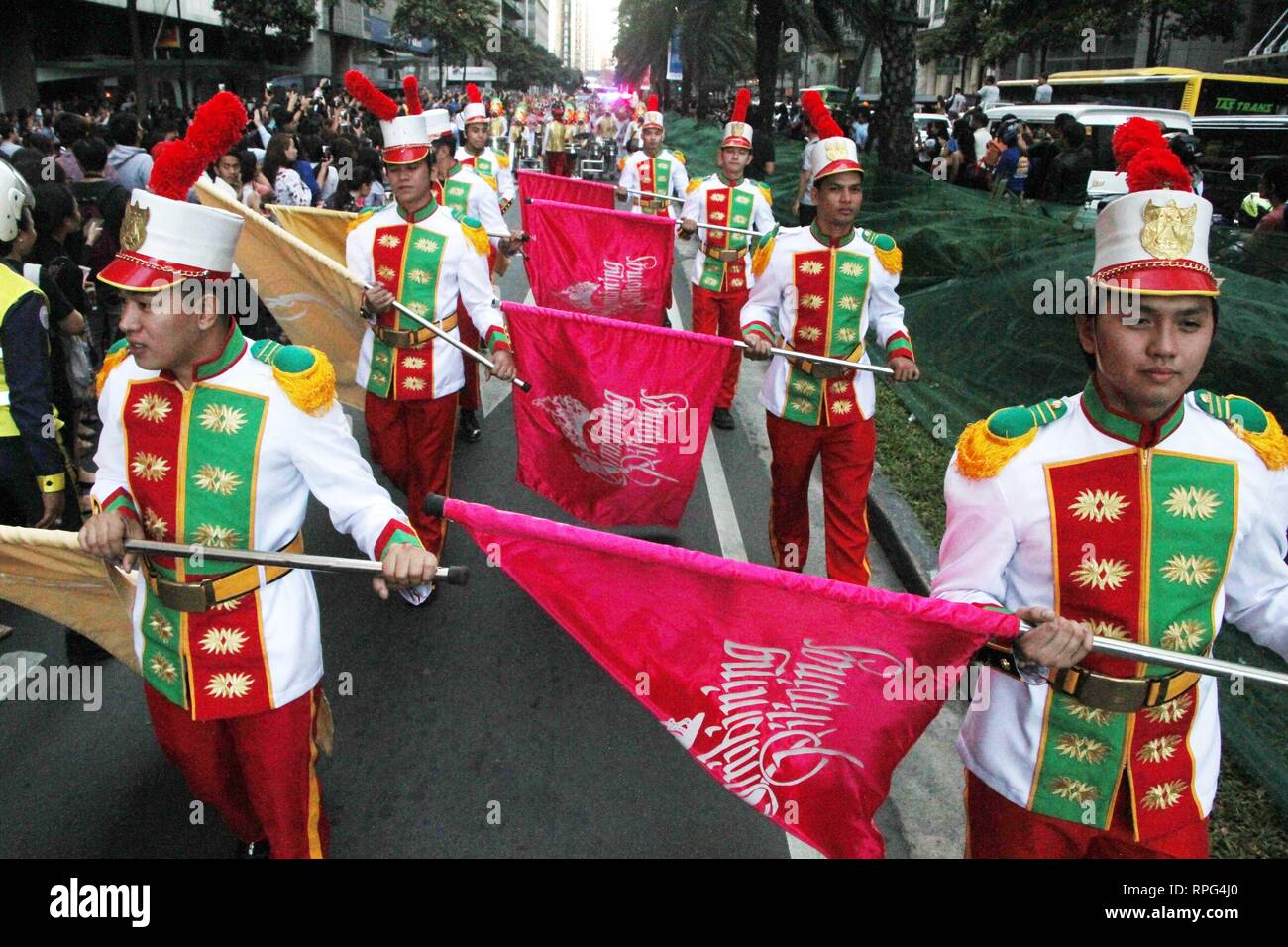 Philippines 21st Feb 2019 The Home Coming Parade Of Miss Universe Philippines 2018 Catriona Elisa Magnayon Gray Welcome By A Mascaraed Street Dance And Marching Band At Ayala Avenue In Makati City