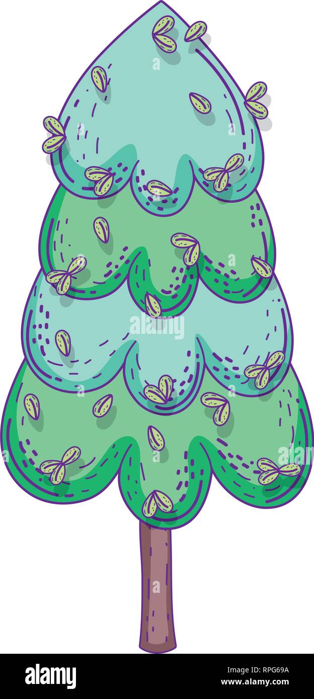 beautiful pine tree fairytale icon Stock Vector
