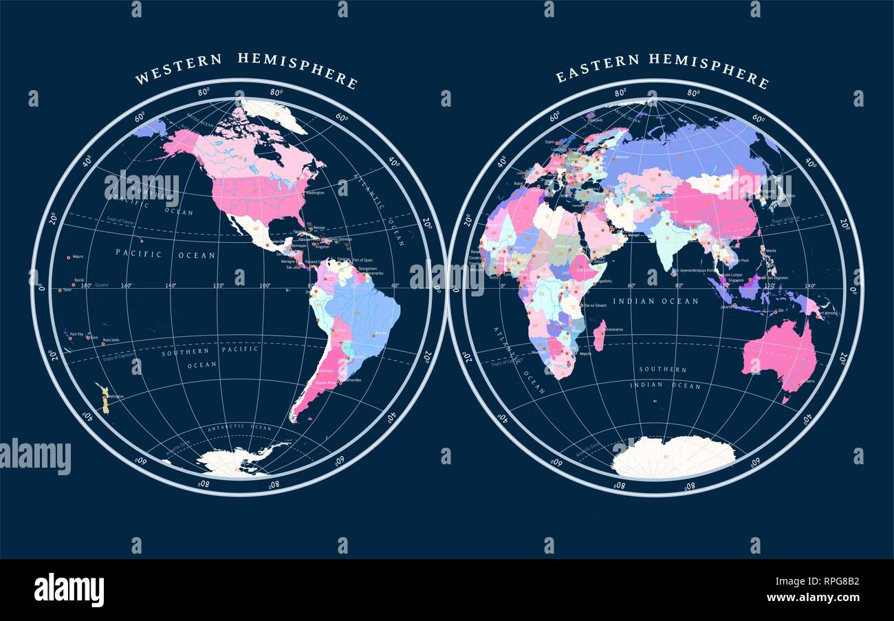 map of hemispheres Stock Vector