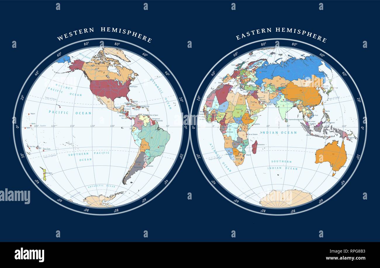 map of hemispheres Stock Vector