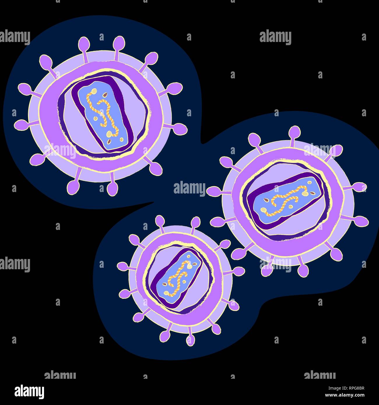 Human immunodeficiency virus on dark background, vector illustration ...