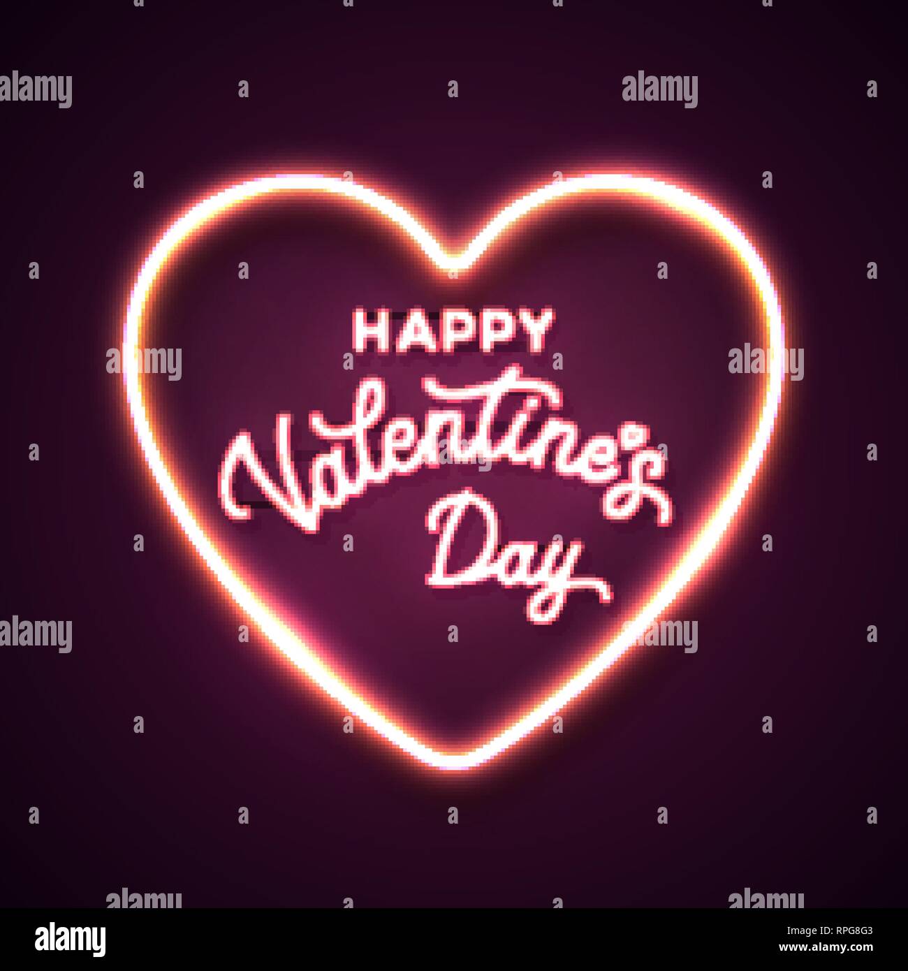 Happy Valentines Day neon letters. Lettering card Stock Vector Image ...