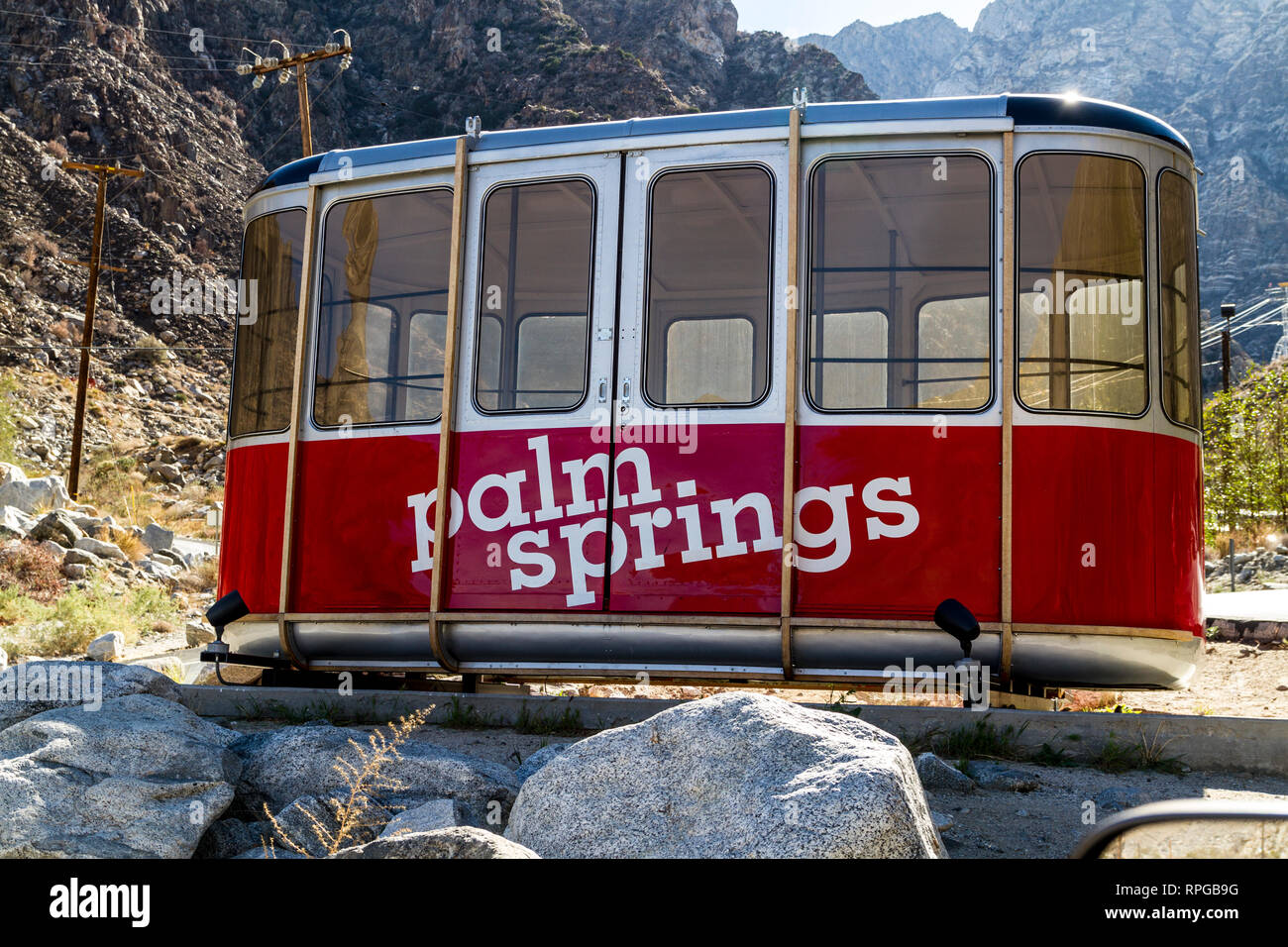 One of the old retired cable cars at the Palm Spring Aerial Tramway in