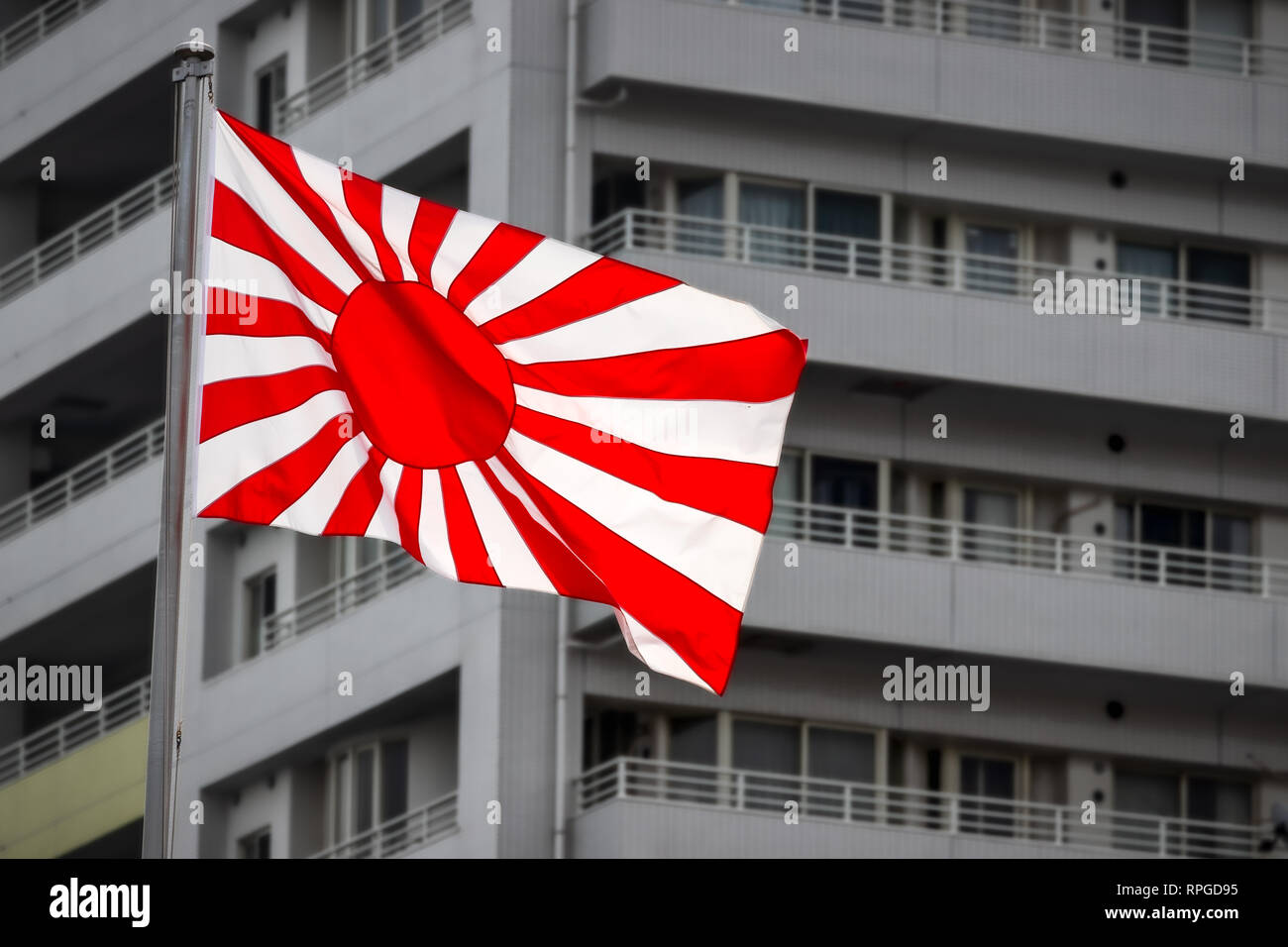 The Flag Or Ensign Of The Imperial Japanese Navy Waving In The Wind Stock Photo Alamy