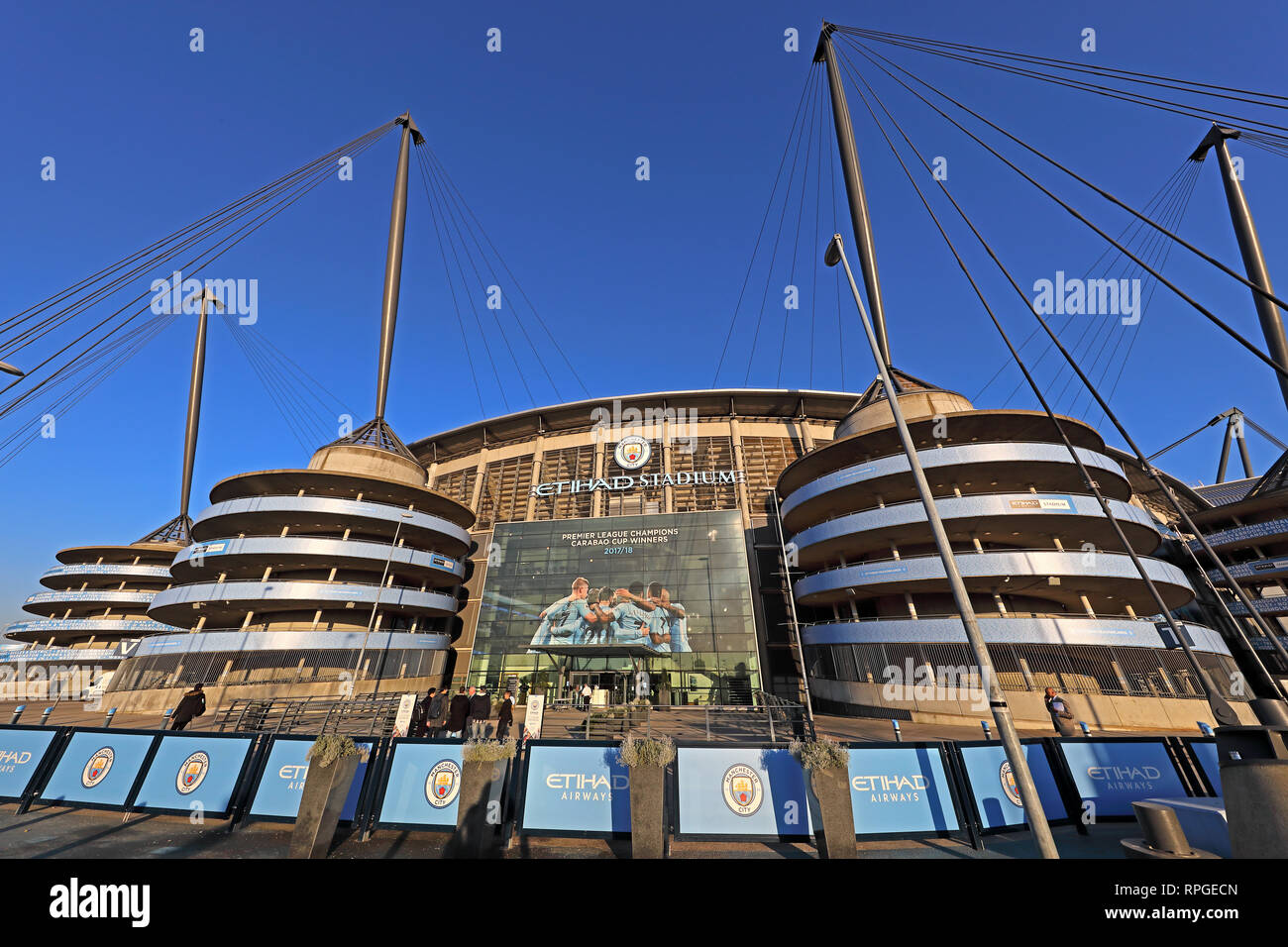 City of Manchester Stadium, The Etihad, MCFC, 13 Rowsley St, East Manchester,  M11 3FF Stock Photo