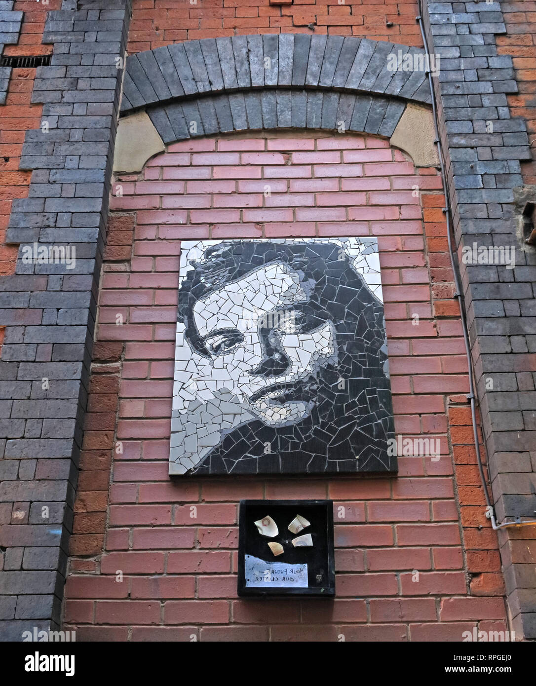 Behind Afflecks Palace, the hidden tribute to Mark E Smith of The Fall worth seeking out on a Manchester back street - commissioned by Mark Kennedy Stock Photo