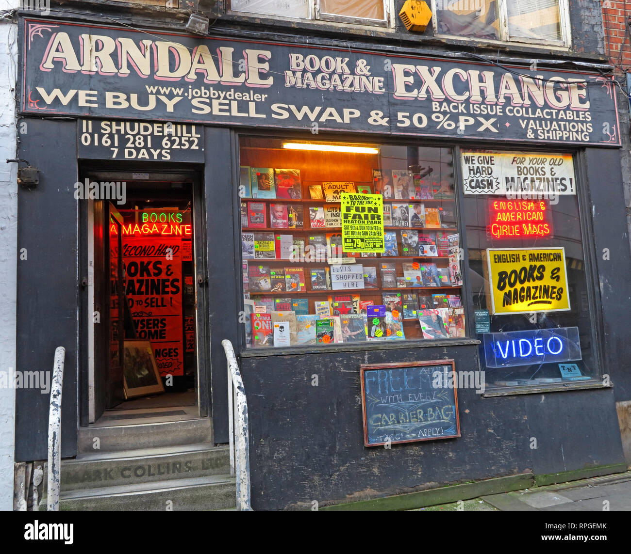 Arndale Book and Magazine Exchange, 11 Shudehill, Manchester , UK, M4 2AF Stock Photo