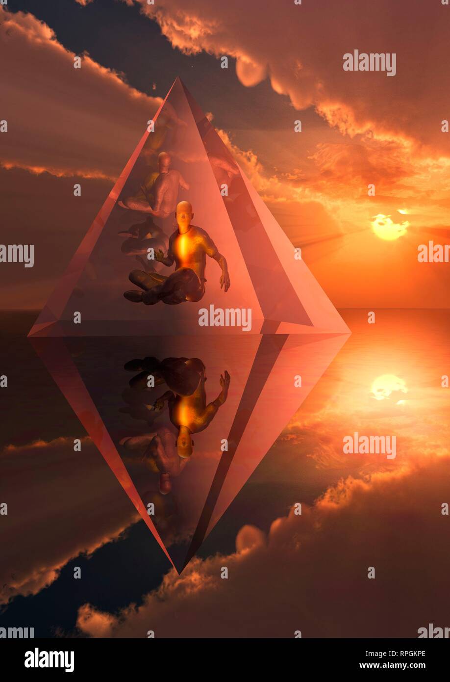 The Mystical and Supernatural Powers of Pyramids Stock Photo