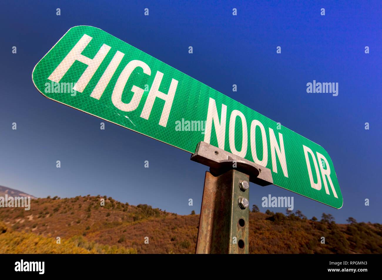 The WEST, USA, High Noon Drive Road Sign, the Old West, USA Stock Photo