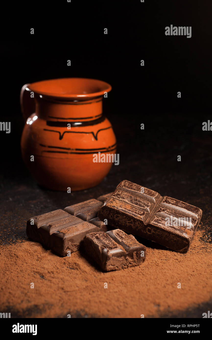 chocolate mexicano, cup of mexican hot chocolate from Oaxaca Mexico