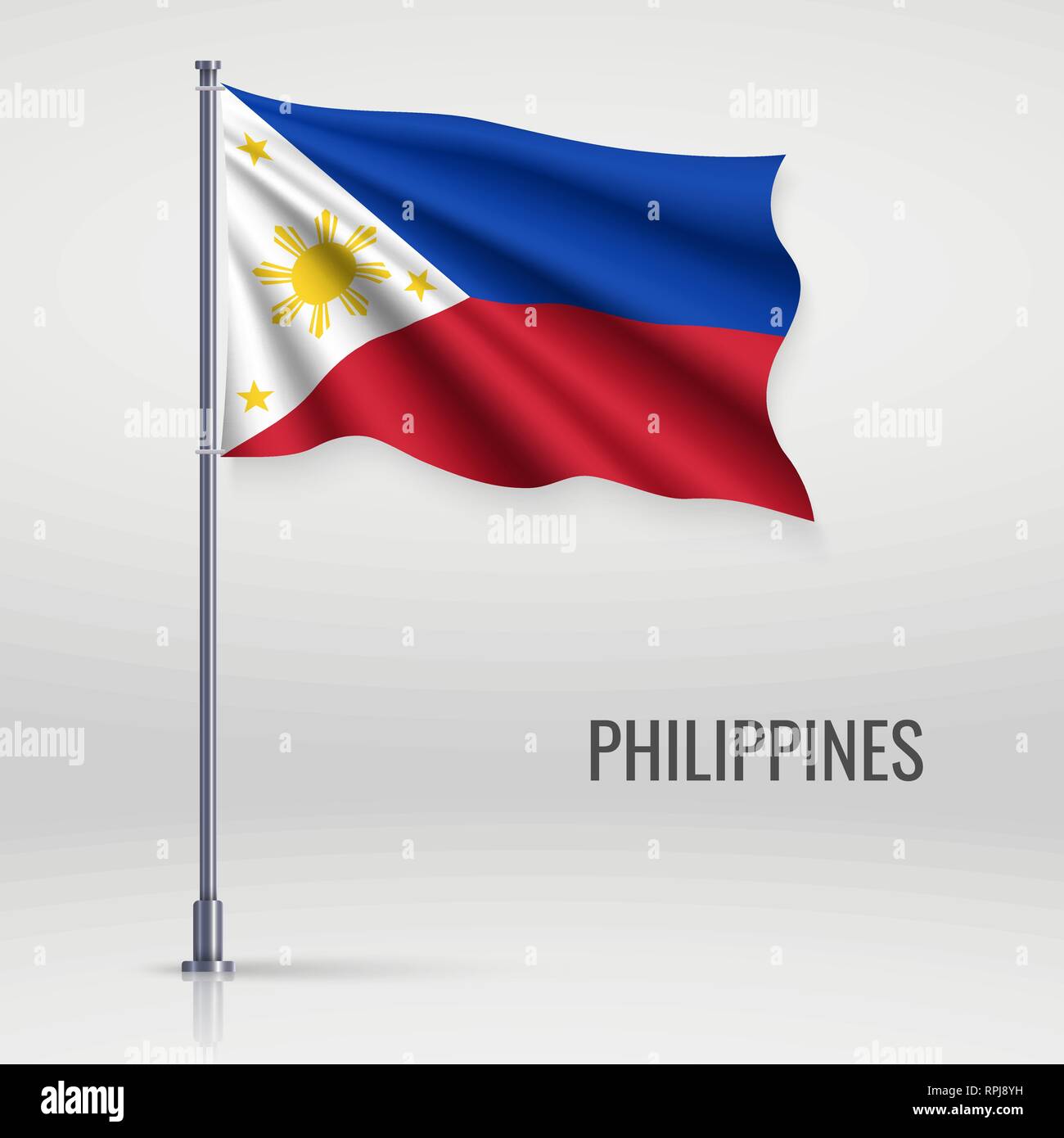 Waving Flag Of Philippines On Flagpole Template For Independence Day Poster Design Stock Vector Image Art Alamy