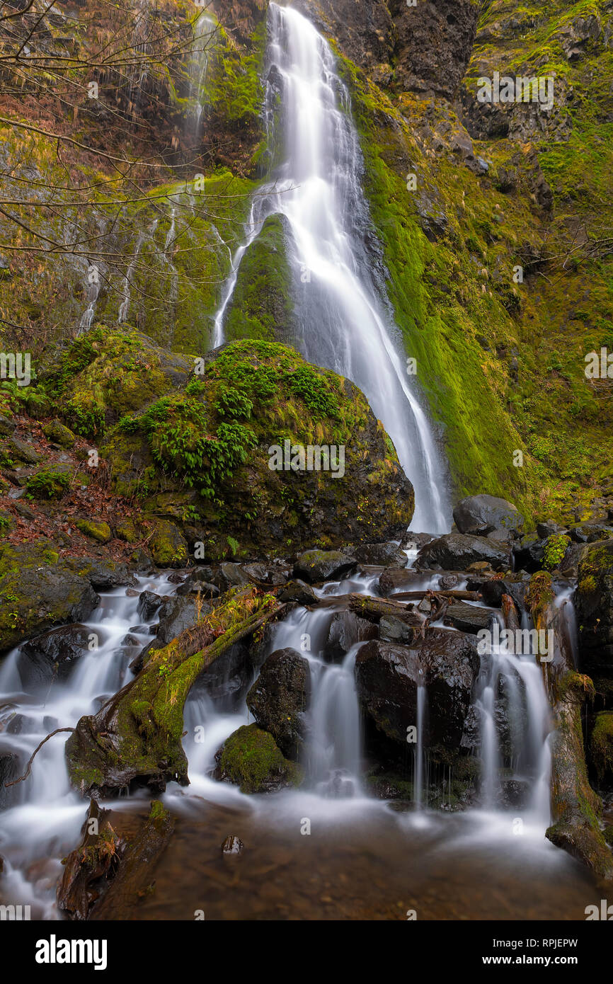 Starvation Creek Falls in Columbia River Gorge Oregon Stock Photo