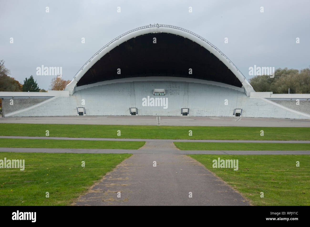 A view of the giant song festival ampitheater in Tallin, Estonia. Stock Photo