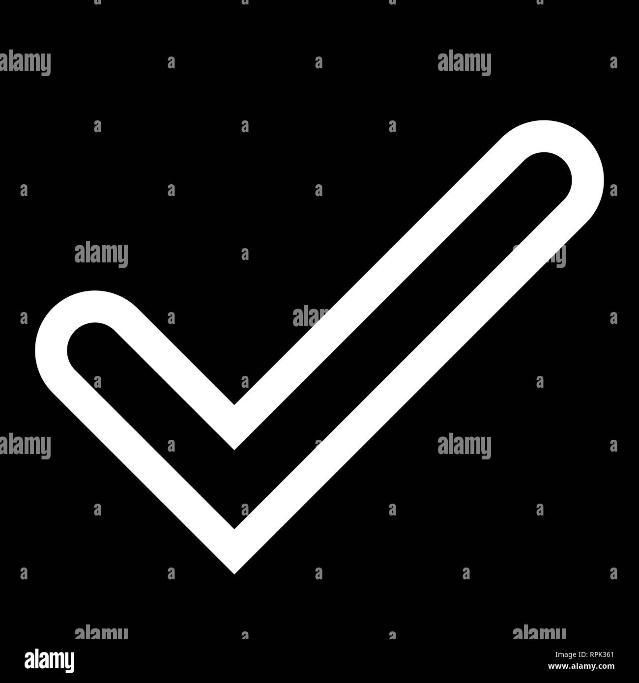 Check marks - white tick icon simple outline - vector illustration ...