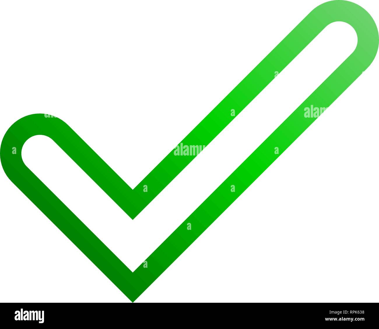 Check marks - green gradient outline tick icon - vector illustration Stock Vector