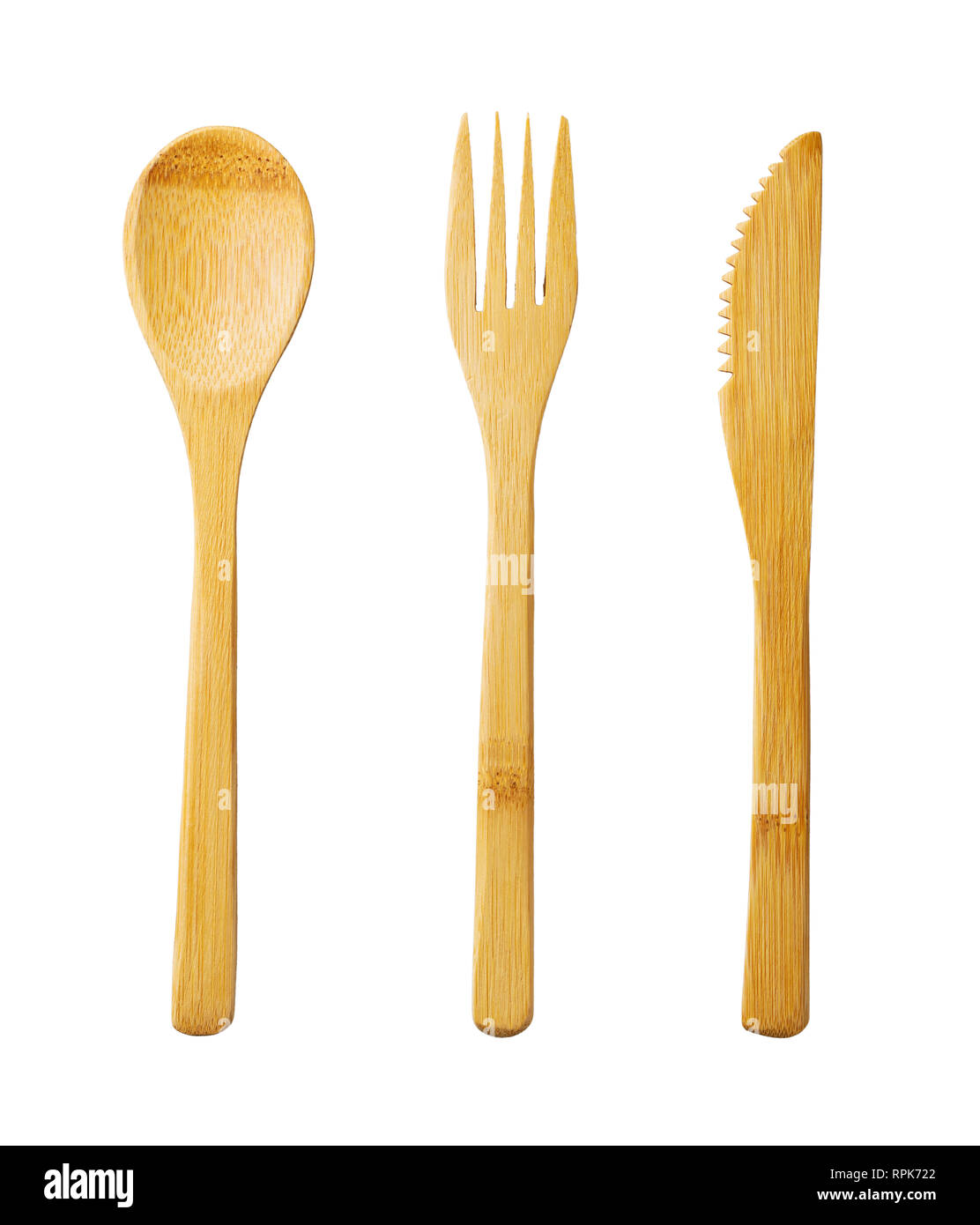 Wood cutlery isolated on white background Stock Photo Alamy